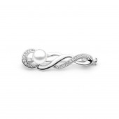 Brosa perla naturala alba de argint cu pietre DiAmanti SK21242BR_W-G